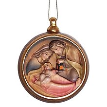 Dekorácie - Svätá rodina vianočná guľa (5 cm - Pestrofarebná) - 14710432_