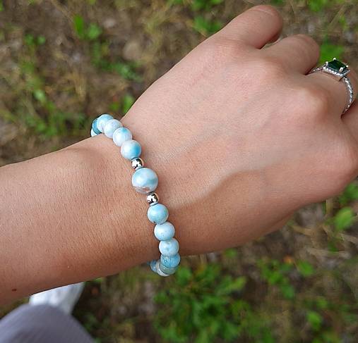 Náramok Larimar so striebrom