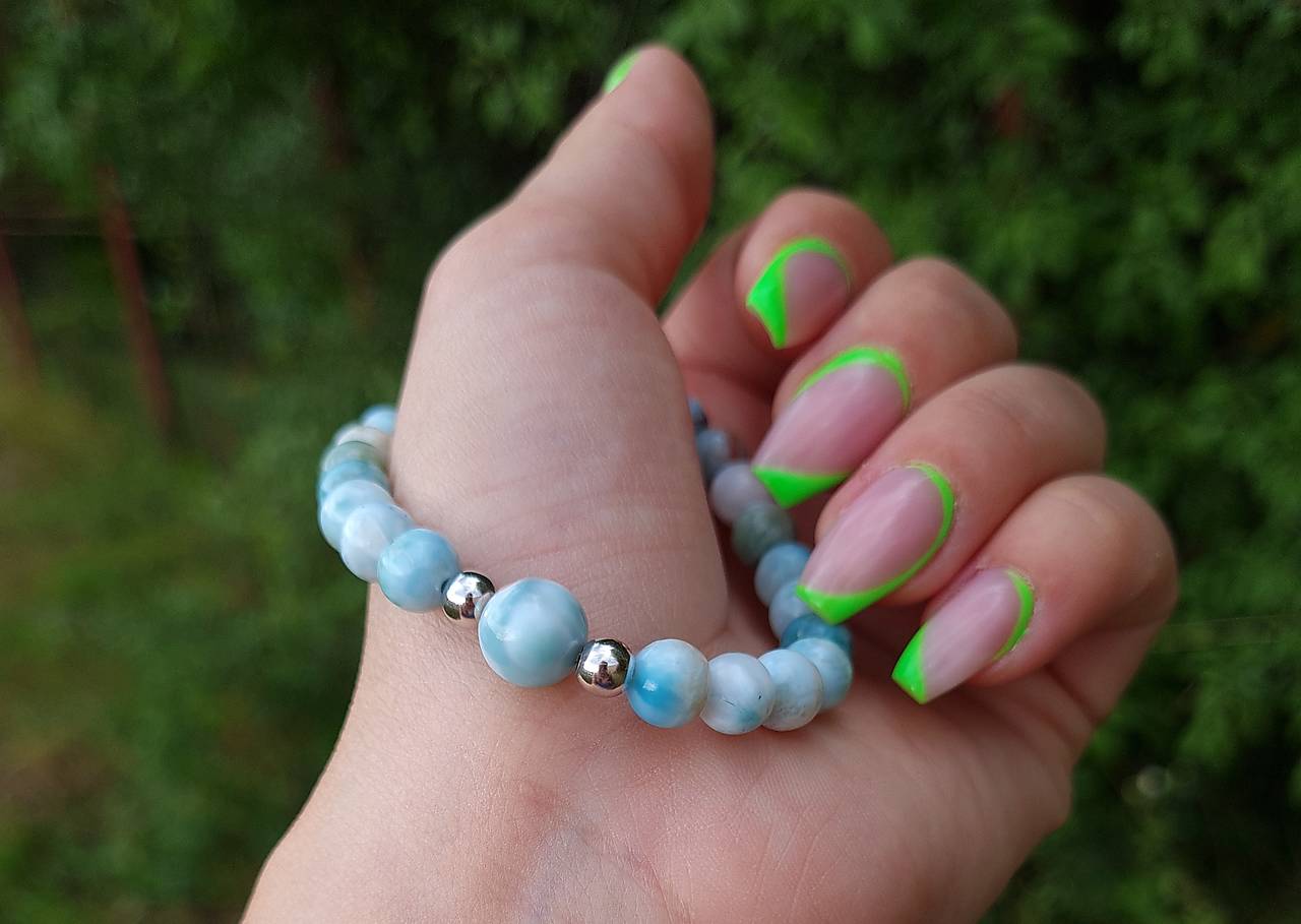 Náramok Larimar so striebrom
