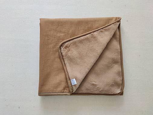 Úžitkový textil - Vlnienka Vlnená deka 100% merino Top super wash Camel 100% ľan Mustard - 14712625_
