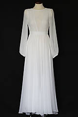 Šaty - Biele boho svadobné šaty s dlhým rukávom - 14712576_