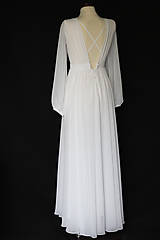 Šaty - Biele boho svadobné šaty s dlhým rukávom - 14712577_