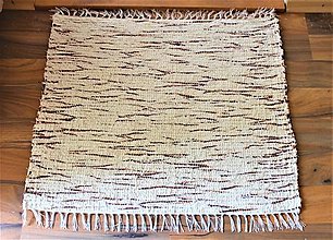 Úžitkový textil - Tkaný koberček - rohožka s bordovo moka vlnou  70 x 62 cm - 14713149_