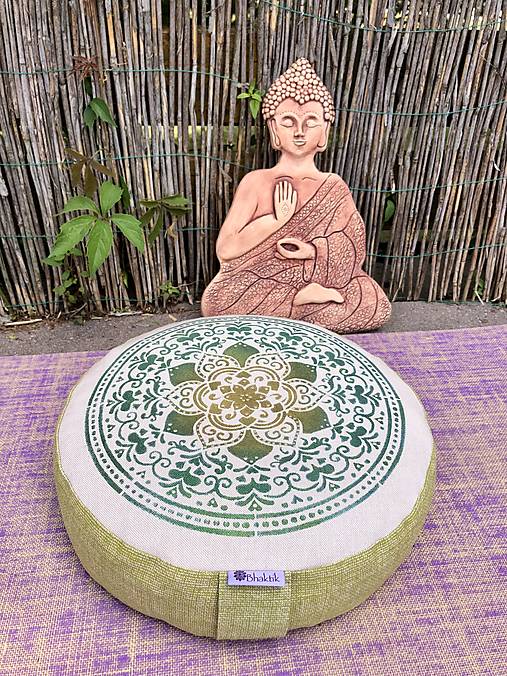 Úžitkový textil - Meditačný Vankúš "Zlato zelená mandala" (Výška 10cm) - 14712390_