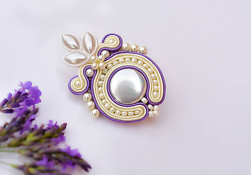Ozdoby do vlasov - Perlová soutache pineta na svadbu - 14713425_