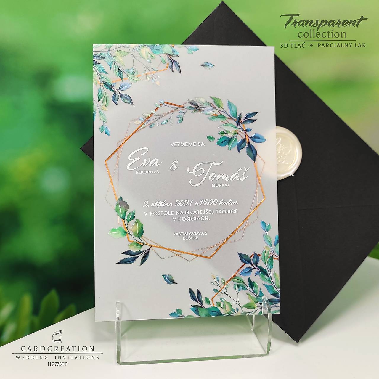 Transparentné svadobné oznámenia I19773TP (101 a viac ks)