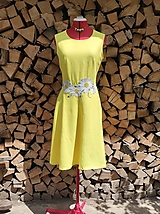 Žlté ľanové šaty - margarétky (rôzne farby)