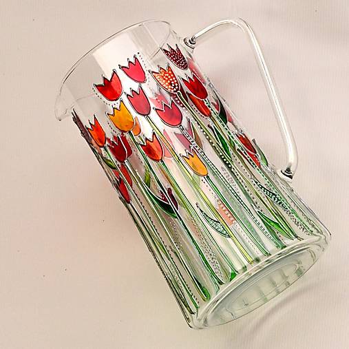 Nádoby - Skleněný džbán 3 l – tulipánový - 14713915_