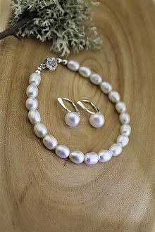 Sady šperkov - perly náramok a náušnice - 14715586_