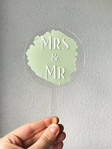 Dekorácie - Mr and Mrs zápich farebný - 14715779_