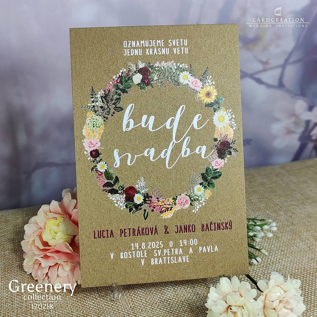 Kvetinove svadobné oznámenie I20218 (20-40 ks 600g luxusna "3D" tlac)