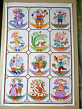 Dekorácie - Vyšívaná tapisérie - závěsný každoroční kalendář - 14724207_