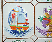 Dekorácie - Vyšívaná tapisérie - závěsný každoroční kalendář - 14724211_