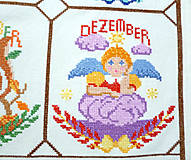 Dekorácie - Vyšívaná tapisérie - závěsný každoroční kalendář - 14724216_