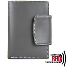 Pánske tašky - Kožená peňaženka vybavená blokáciou RFID / NFC v šedej farbe - 14723424_