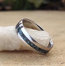 Prstene - oceľový prsteň s tyrkysom a regalitom - 14724641_