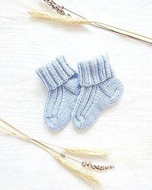 Detské topánky - Pletené ponožky 100% merino - modré - 14723610_