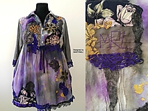 Šaty - Vyšívané fialové bavlnené šaty/košele-Boho Chic - 14724397_