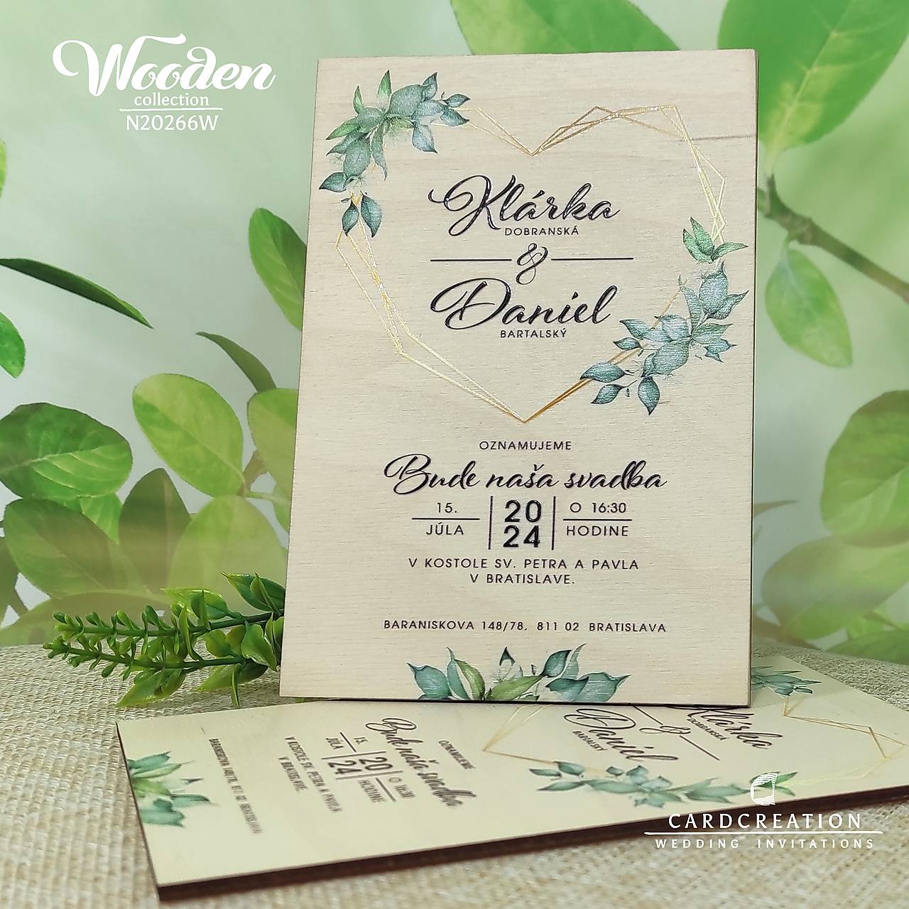 Svadobné oznámenie drevené N20266W (71-100 ks)