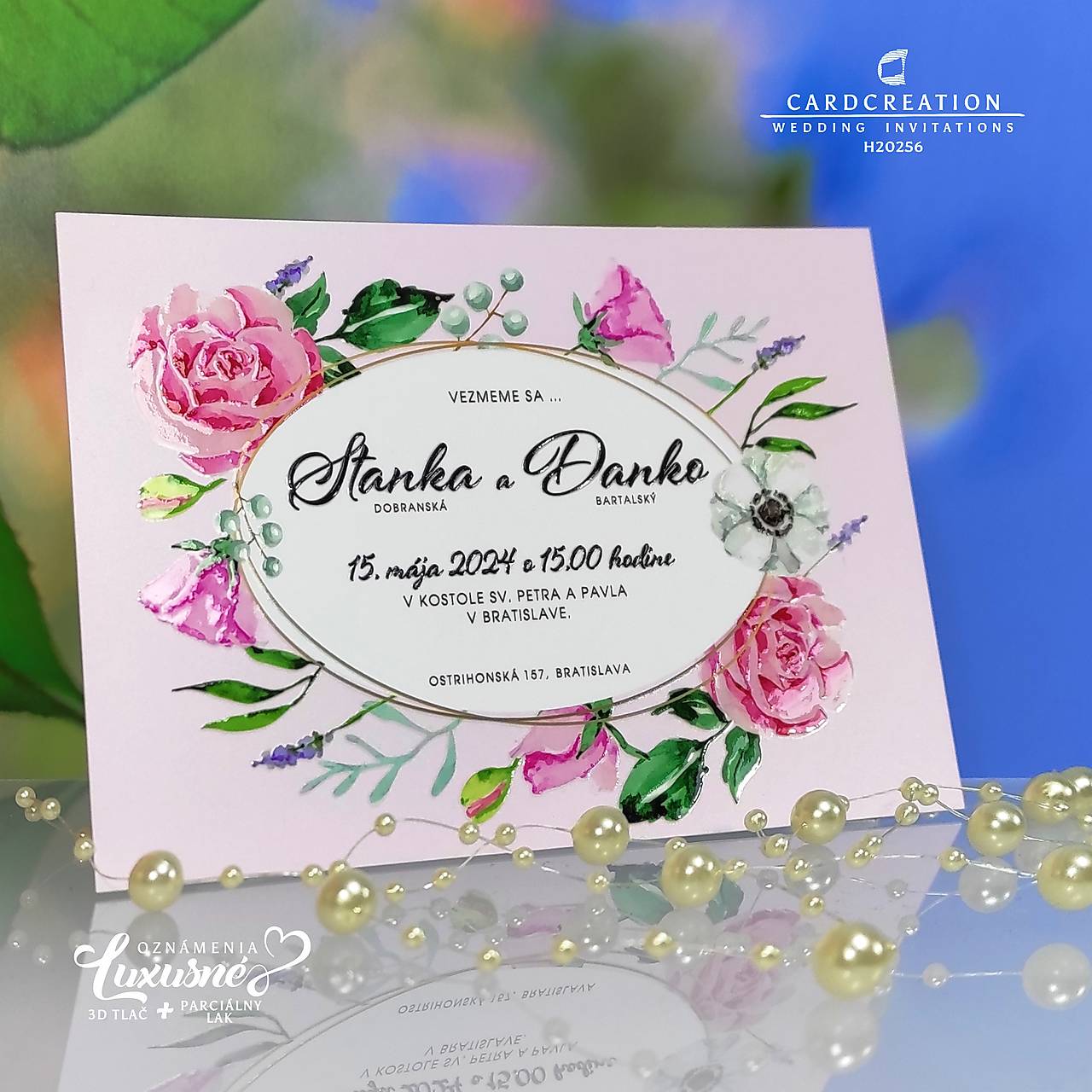 Romantické svadobné oznámenie H20256 (71-100 ks)