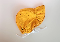 Detské čiapky - Letný detský čepček Sára žltý s riaseným šiltom - 14726765_