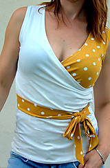 Topy, tričká, tielka - Dámsky prekrížený top bez rukávov Mustard Yellow - 14726272_