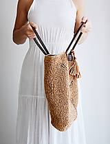 Veľké tašky - Pletená taška do ruky - hnedá rafia - 14725061_