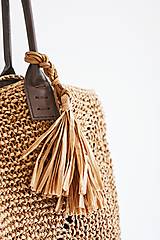 Veľké tašky - Pletená taška do ruky - hnedá rafia - 14725078_