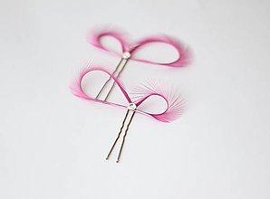 Ozdoby do vlasov - Mini fascinátory ružové hot pink - pierkový - na svadbu (Hot pink) - 14726462_