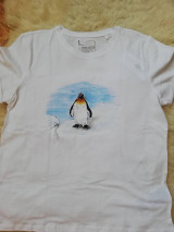 Topy, tričká, tielka - Tučniak - maľované tričko - 14726290_