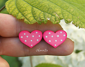 Náušnice - Heart dots mini // Neon pink - 14726278_