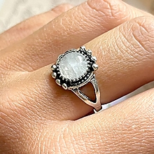 Prstene - Antique Silver Crystal Quartz Ring / Vintage prsteň s krištáľom - 14727968_