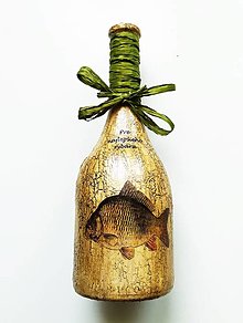 Nádoby - Víno v dekorovanej flaši, motív pre rybára - 14728533_