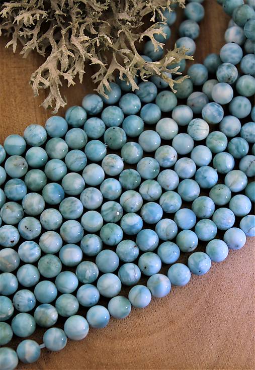 Minerály - larimar 6mm korálky, cena za 10ks -A kvalita - 14728468_