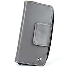 Peňaženky - Kožená dámska peňaženka s bohatou výbavou, šedá farba - 14727408_