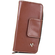 Peňaženky - Kožená dámska peňaženka s bohatou výbavou, hnedá farba - 14727431_