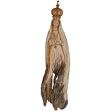 Sochy - Panna Mária Fatimská s korunkou koreňová socha - 14727221_