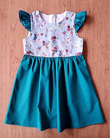 Detské oblečenie - Zelené kvetované šaty - 14728351_