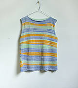 Topy, tričká, tielka - pásikové žlto-modro-zelené tielko,konope - 14728941_