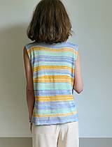 Topy, tričká, tielka - pásikové žlto-modro-zelené tielko,konope - 14728942_
