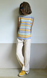 Topy, tričká, tielka - pásikové žlto-modro-zelené tielko,konope - 14728945_