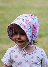 Detské čiapky - Letný detský ľanový čepček Ruženka - 14731094_