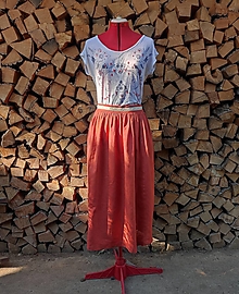 Sukne - Ľanová riasená sukňa (rôzne farby) - 14729938_