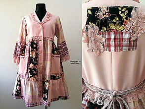 Bundy a kabáty - Ružový kvetinový kabát pre ženy-Boho Chic - 14730853_
