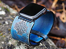 Náramky - Kožený remienok pre apple hodinky modrý - 14733037_