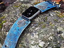 Náramky - Kožený remienok pre apple hodinky modrý - 14733040_
