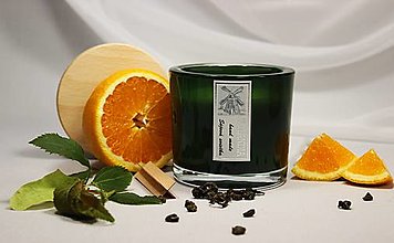 Sviečky - Sójová sviečka - Zelený čaj + Brazílsky pomaranč - 14731190_