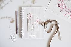 Papiernictvo - Svadobná kniha hostí - čerešňové kvety s bránou A5 - 14733830_