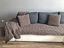 Úžitkový textil - Sada prehozov na gauč + vankúšiky z Alize Puffy Fine - hnedá káva - 14733738_