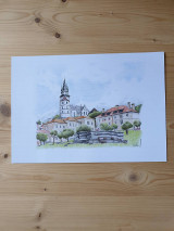 Obrazy - Kresba mesta Kremnica - 14734966_
